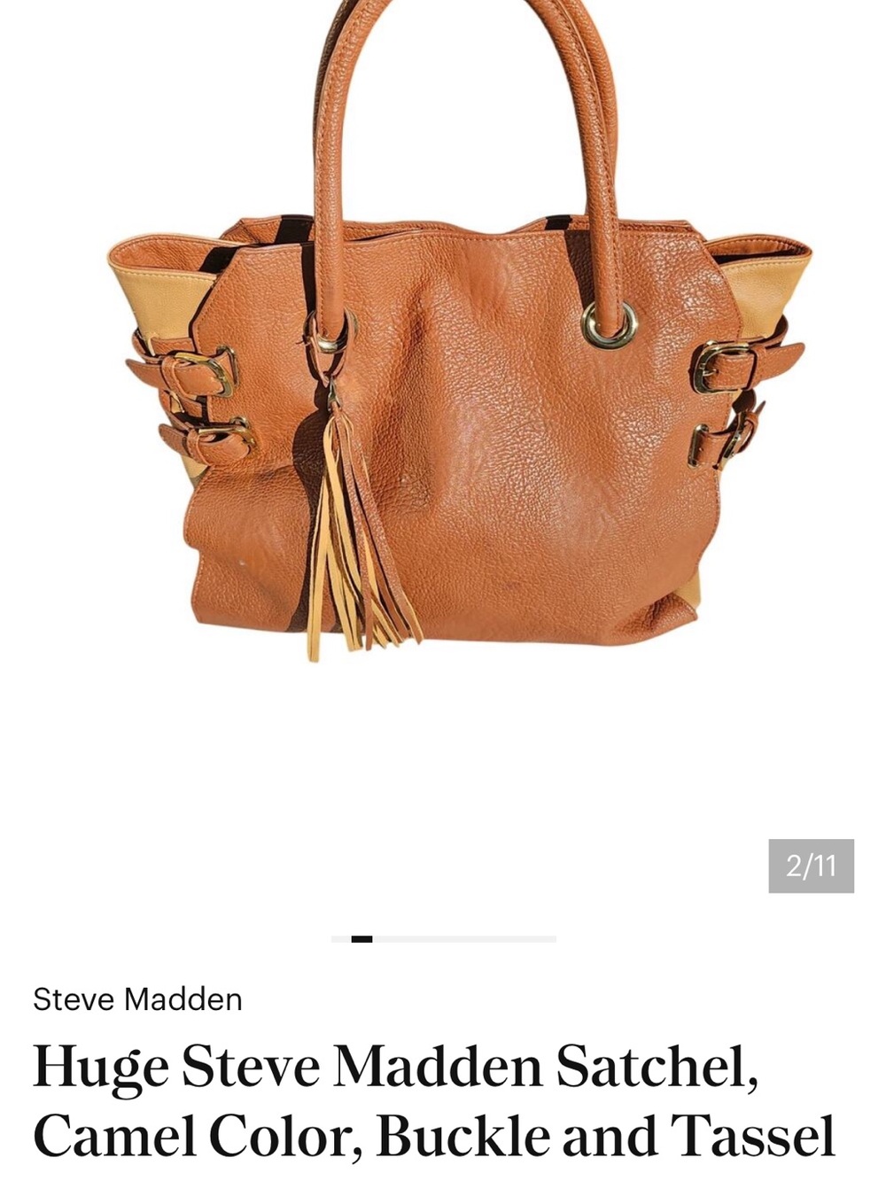 Steve Madden Tan and Cream Leather Satchel - Picture 2 of 10